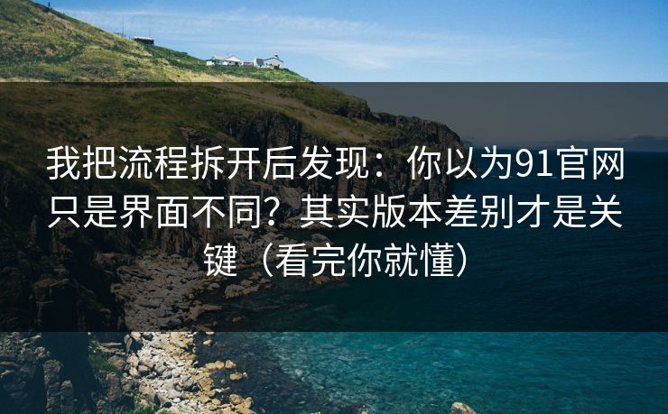 我把流程拆开后发现:你以为91官网只是界面不同?其实版本差别才是关键(看完你就懂) 我把流程拆开后发现:你以为91官网只是界面不同?其实版本差别才是关键(看完你就懂)