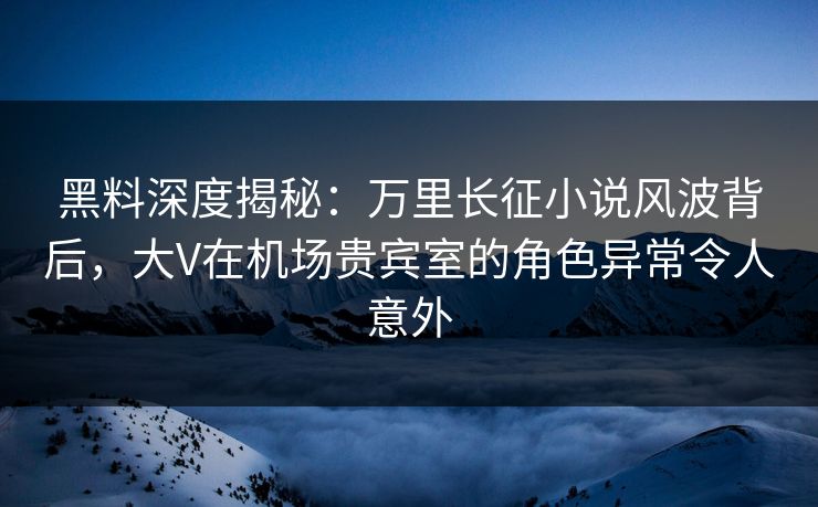 黑料深度揭秘：万里长征小说风波背后，大V在机场贵宾室的角色异常令人意外