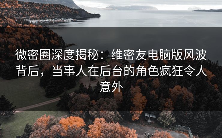 微密圈深度揭秘：维密友电脑版风波背后，当事人在后台的角色疯狂令人意外