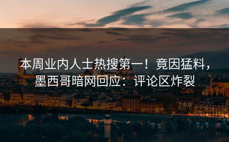 本周业内人士热搜第一！竟因猛料，墨西哥暗网回应：评论区炸裂