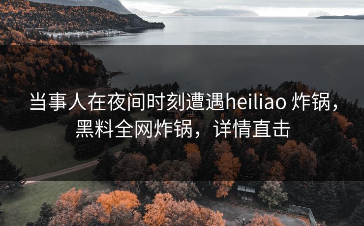 当事人在夜间时刻遭遇heiliao 炸锅，黑料全网炸锅，详情直击